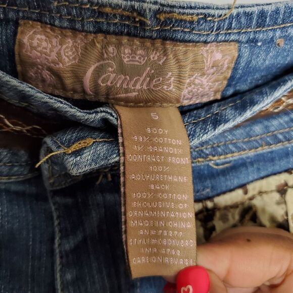 Vintage Y2K 90s 00s Candies Blue Low Rise Denim Studded Ribbon Tiered Skirt Sz 5 - Picture 9 of 9